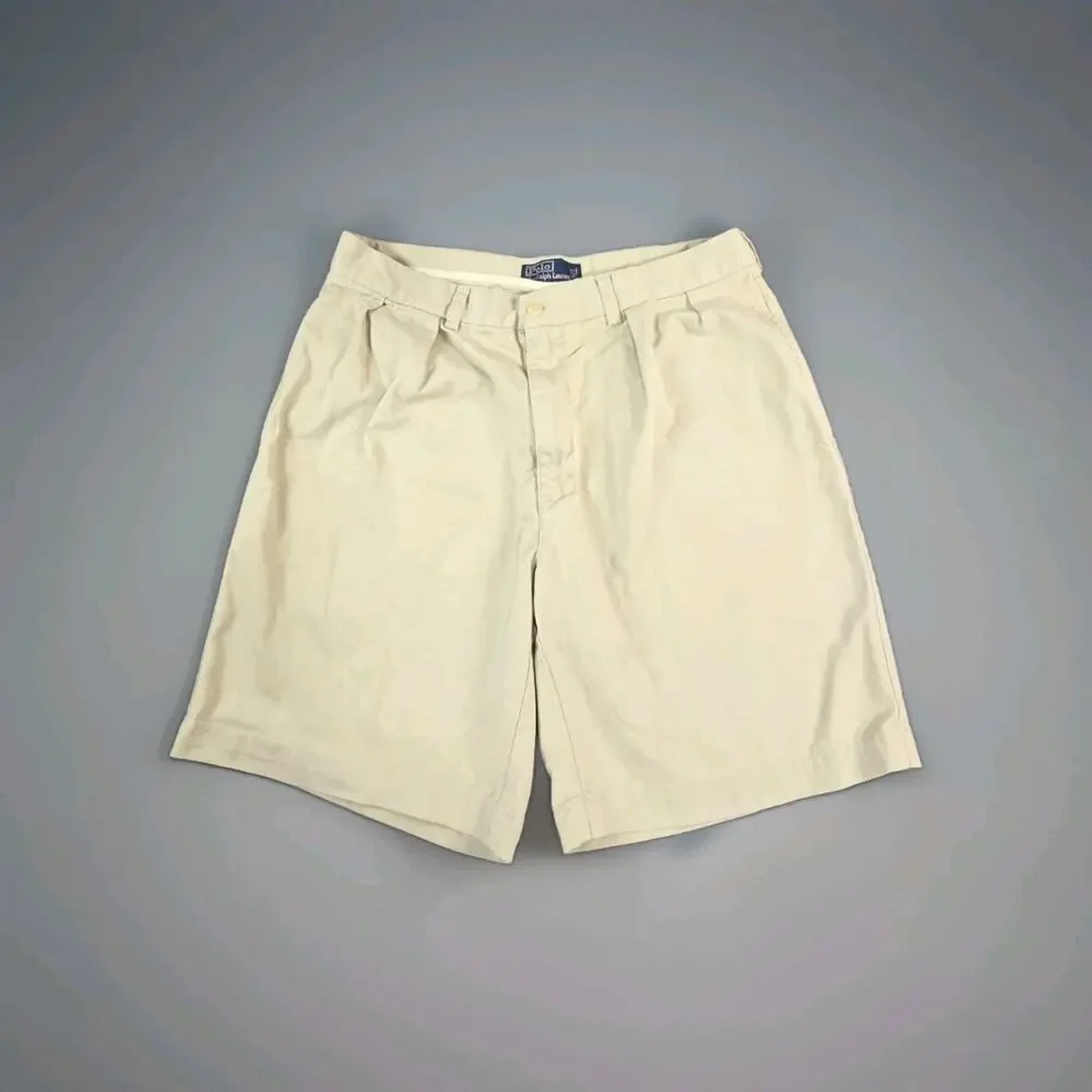 Polo Ralph Lauren Men's Beige Tyler Shorts Size 34 Classic Chino 100% Cotton C36
